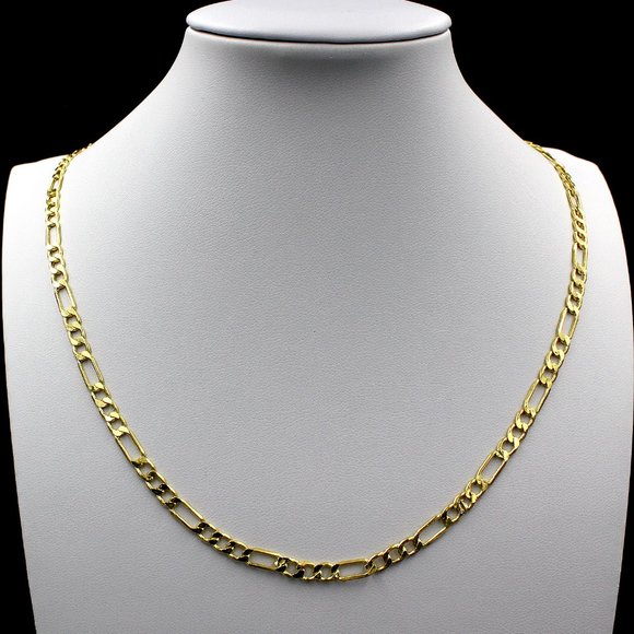 JewelzKing Jewelry - Real 10K Yellow Gold 2.5mm Figaro Link Chain Necklace 16" inch